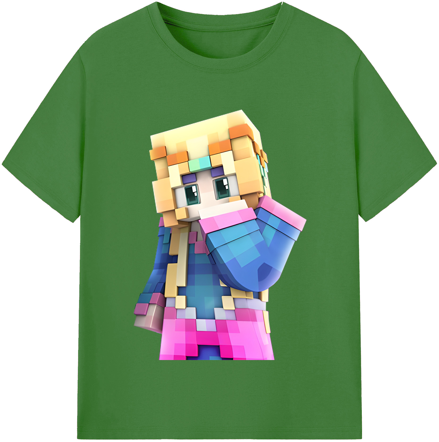 （画像用） マインクラフト ブロックの世界 Minecraft MC Block world レディースカジュアルプリントTシャツ（綿100％）